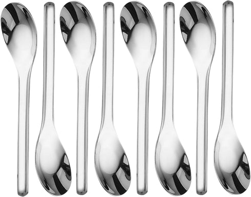 Thick Heavyweight Stainless Steel Dinner Soup Spoons, 7.1 Inches Long Handle, Set of 8 Chinese Silver Spoons