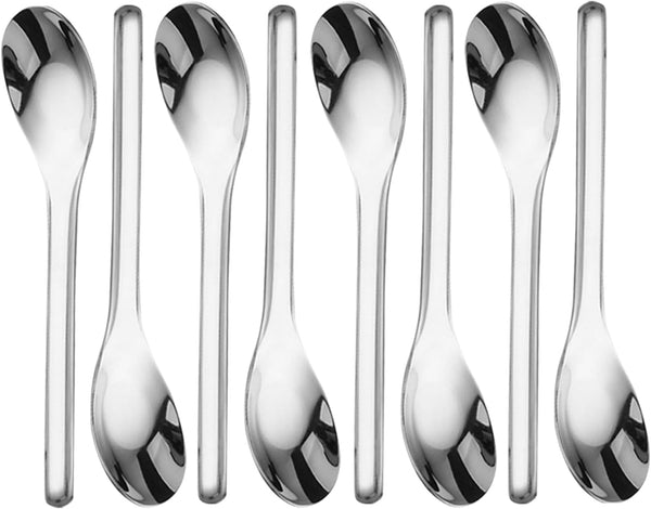 Thick Heavyweight Stainless Steel Dinner Soup Spoons, 7.1 Inches Long Handle, Set of 8 Chinese Silver Spoons