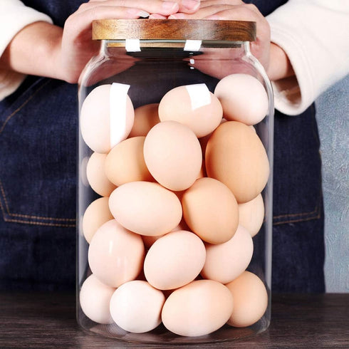 SAIOOL Egg Jar, 1 Gallon Large Glass Food Storage Canister with Airtight Lid, Clear
