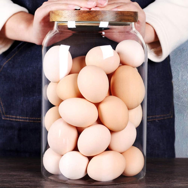 SAIOOL Egg Jar, 1 Gallon Large Glass Food Storage Canister with Airtight Lid, Clear