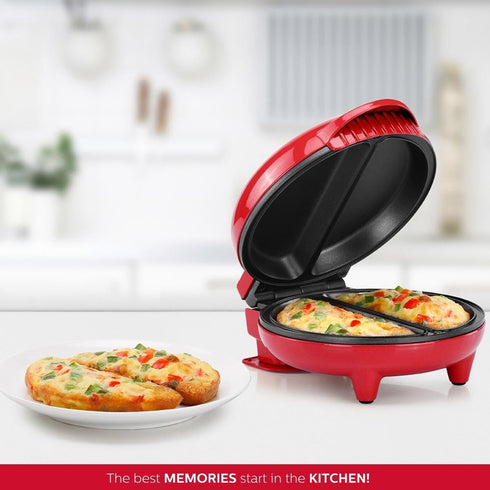 Holstein Housewares Non-Stick Omelet & Frittata Maker, Stainless Steel for 2 Portions, Red