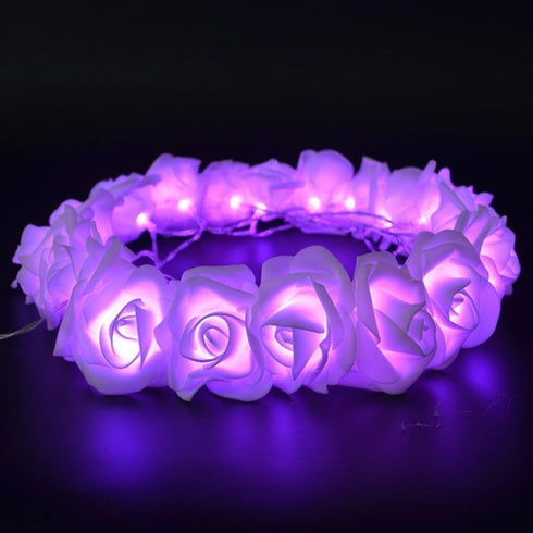 Fantasee LED Rose Flower String Lights, Battery Operated Decoration for Wedding, Home, Party, 6.6ft 20 LEDs (Purple)