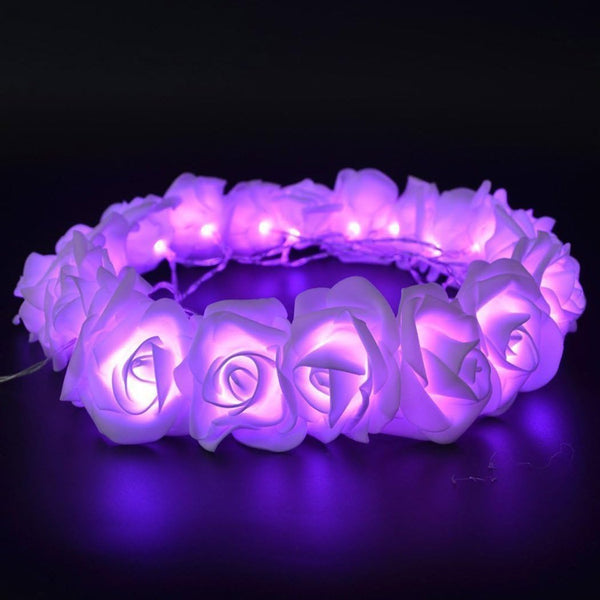 Fantasee LED Rose Flower String Lights, Battery Operated Decoration for Wedding, Home, Party, 6.6ft 20 LEDs (Purple)