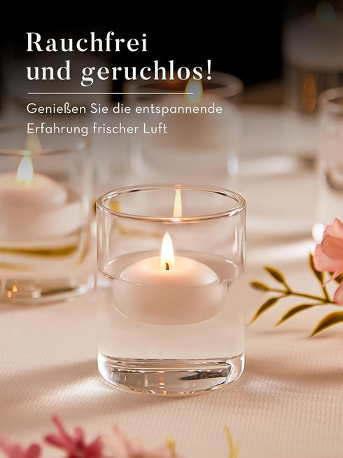 2 inch, 36 Pack 5-6 Set Ashlux White Floating Candles Floating Candles Hours Long Burning, Unscented Floating Candle