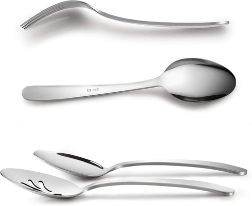 5-Piece Silverware Serving Utensils, HaWare Durable Stainless Steel Serving Spoon Fork, Mirror Polished and Dishwasher Safe by HaWare