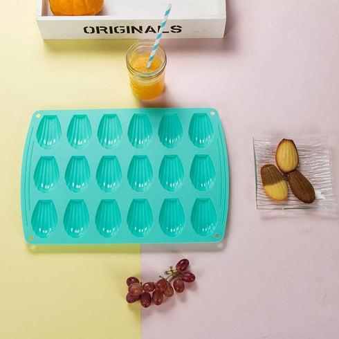 Webake 18 Cavity Silicone Madeleine Pan for Small Cake, Candy, and Cookies