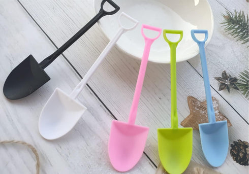 100 PCS Colorful Plastic Mini Shovel Shape Spoons, 4.8 Inch Ice Cream Spoon for Dessert & Yogurt