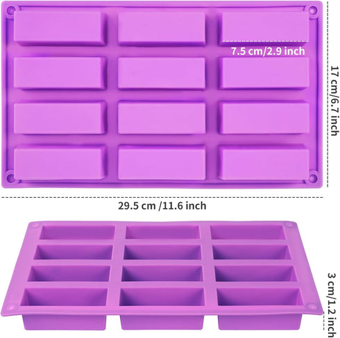 Goensjt 2 Pack Mold,12 Granola Bar Mold Silicone Cavity Rectangle Energy Bar Mold,Cereal Bar Molds for Ganache