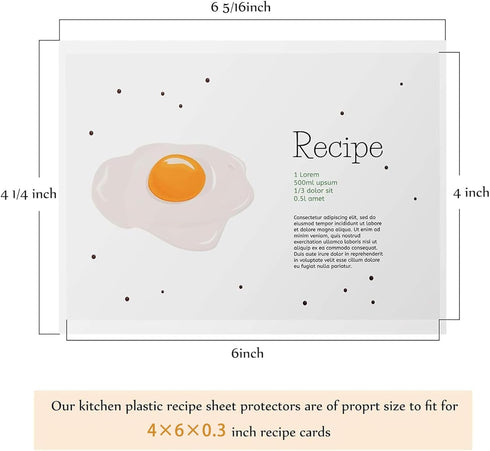 Boao 200 Pcs Recipe Card Protectors, Clear Cookbook Page Protectors, Kitchen Plastic Cookbook Sheet Index Sleeve (5 x 3
