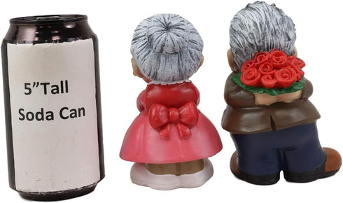 Ebros Gift 'Roses and Smooches' Mr and Mrs Cruise Romantic Senior Couple Kissing Statues Set of 2 for Home Decor