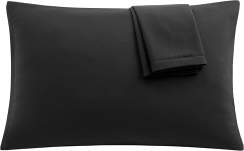 uxcell 2 Pack Pillow Cases - Soft 1800 Series Microfiber Zipper Pillowcases Set, Queen (20"x30"), Black