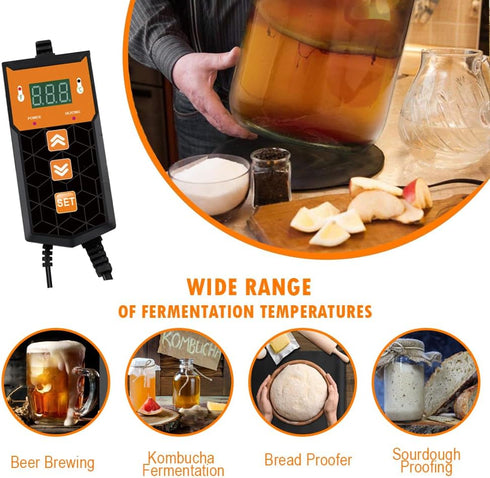HEATIDEAS 2 Pack) Brewing Heat Pad Sourdough Proofing Heat Mat with Temperature Controller Auto Off Timer for Home Beer