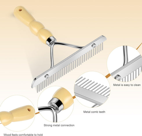 Hand Held Carpet Rake, Portable Rug Comb for Matted Carpet, Metal Carpet Rake for Plush Carpet Softness