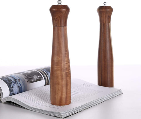 KKC HOME ACCENTS Wooden Pepper Grinder Mill, Refillable Pepper Mill, Acacia Wood, 10 Inch