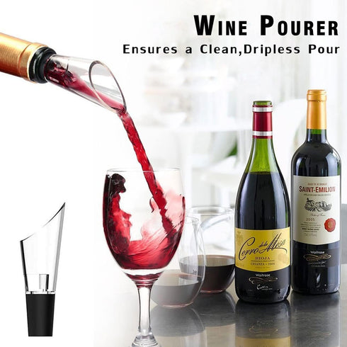 Wine Bottle Opener Set - 4PCS Travel Portable Cork Remover with Aerator, Foil Cutter, Vacuum Stopper for Wine Lovers