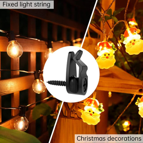 Clips,Black,50 Pack GEZIDEA String Light Hanger Hooks,Screw in Hooks for Hanging Christmas Light,Led Fairy Led Light