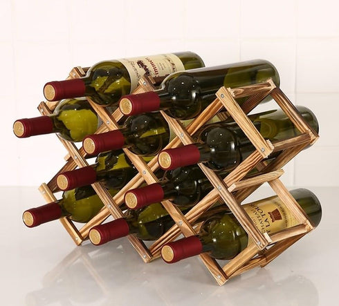 Freestanding Stackable Wine Rack Organizer, Foldable Design for Countertop and Cabinets, Scratch-resistant Protector
