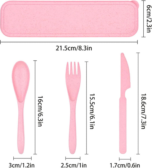 1 PCS Reusable Utensils Set with Case, Camping Plastic Spoons and Forks for Lunch Box, Portable Cutlery Set