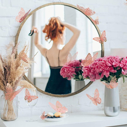 36 3 3 3D Pcs Butterfly Wall Decor, Styles Sizes Rose Gold Butterfly, Wedding & Birthday Party Decorations, Girls
