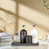 Bathroom Vanity Tray, Black Ceramic Organizer Tray for Counter, Rectangle Soap Dispenser Tray for Bathroom and Kitchen