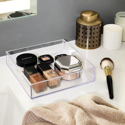 iDesign Decorative Countertop Vanity Tray Organizer for Bathroom, Bedroom, Closet, Entryway, The Clarity Collection –
