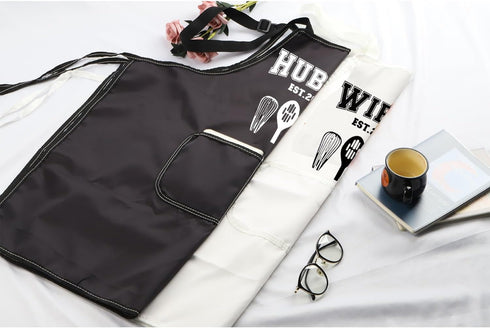 MBMSO Hubby Wifey Cooking Aprons Set, Est.2024 Wedding Gift for Newlywed Couples