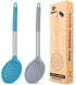 Kitchen Ladle Strainer Set of 2, Large Slotted Spoon with High Heat Resistant BPA Free Non Stick Cooking Skimmers (Grey
