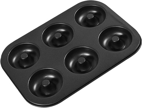 Non-Stick Donut Baking Tray, 10.4" x 7.28" with 6 Donut Molds, Steel Tray for Perfect Bagel and Cake Donuts