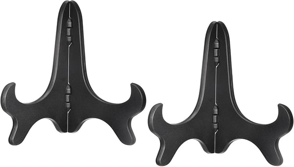 uxcell 2pcs 5" Black Wood-like Plastic Folding Easel Plate Holder for Decorative Picture Frames