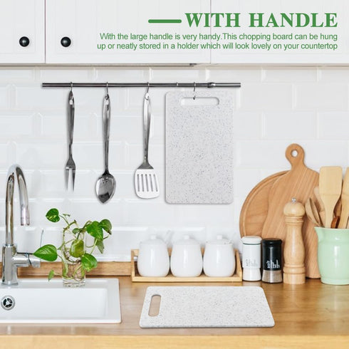 2 Pcs Small Kitchen Cutting Board Set, Mini Plastic Boards with Finger Guards, Dishwasher Safe for Food Prep