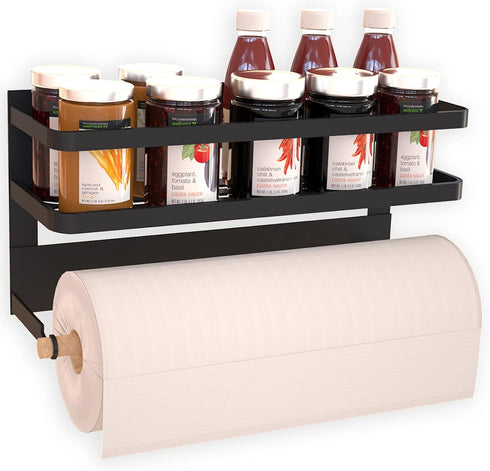 Magnetic Paper Towel Holder for Refrigerator,Magnetic Spice Rack with Paper Towel Rack