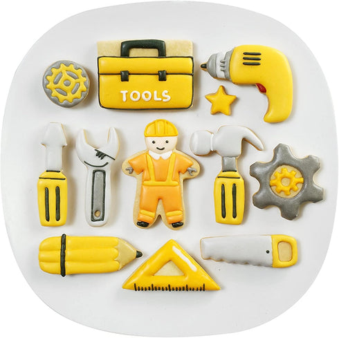 Mini Construction Tools Cookie Cutters Set of 9 pcs, Stainless Steel Hardware Tools Shaped Fondant Baking Molds