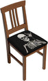 Rock and Roll Skeleton Skulls Kitchen Square Chair Seat Covers 16.9" - Stretch Fitted Sofa Cushion Cover Replacement