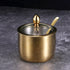 Gold Stainless Steel Sugar Bowl, Spice Jar Seasoning Pot with Lid and Spoon