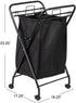2 Household Essentials Rolling Laundry Hamper, Heavy Duty Canvas Bag, Load Capacity, Foldable Frame, Black Bag