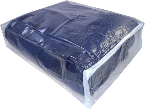 Set of 10 Clear Vinyl Zippered Blanket Storage Bags - 15x18x5 Inch