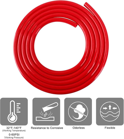 Beer CO2 Gas Line Kit - 10ft PVC Tubing Hose & 4PCS Stainless Steel Hose Clamps for 5/16’’ Barb Ball Lock
