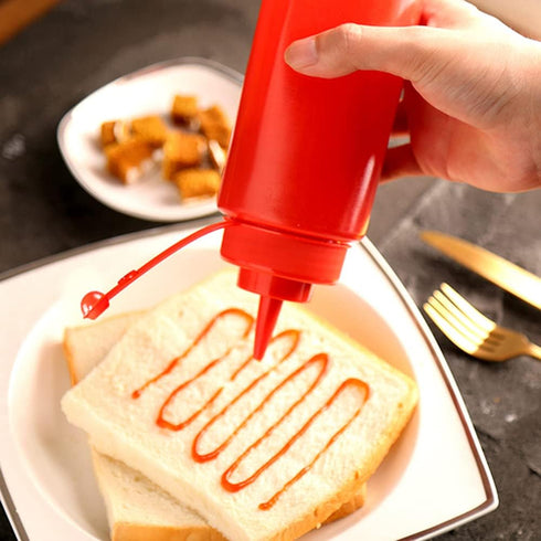 CONDRA FIELD Condiment Sauces Squeeze Bottles, 3Pcs-13.5oz, Leak-Proof Cap for Ketchup, Mustard, Oil