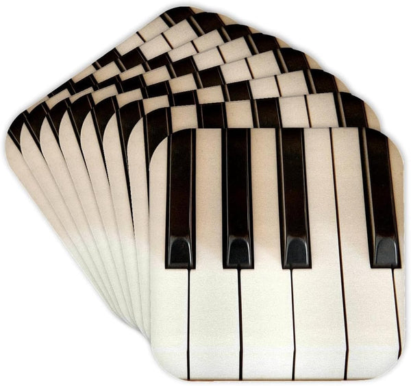 3dRose cst_45224_2 Piano Keys Photography Soft Coasters, Set of 8
