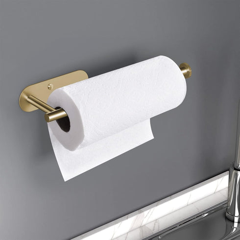 HUFEEOH Adhesive Paper Towel Holder Under Cabinet Wall Mount for Kitchen Paper Towel, Stainless Steel Paper Towel Roll