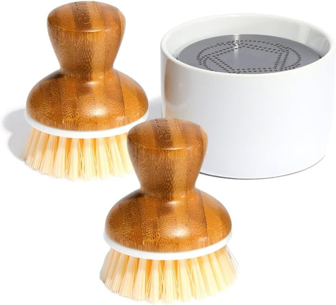 Grove Co. Bubble-Up Dish Soap Dispenser & 2 Pack Brush Set, Ergonomically