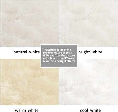 2x3 SERISSA Faux Sheepskin Fur Area Rug White Fur Chair Cover Seat Pad Small Fuzzy Rug for Bedroom Floor Sofa Living