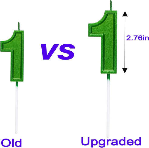 2.76 Inches Large Number Candles - Green Number 1 Birthday Candles Topper Decoration for Celebrations