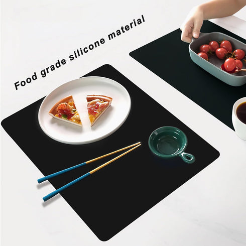 Silicone Placemats, Food-Grade Non-Slip Waterproof Dining Countertop Protector, Heat Resistant Baking Mat, Dishwasher