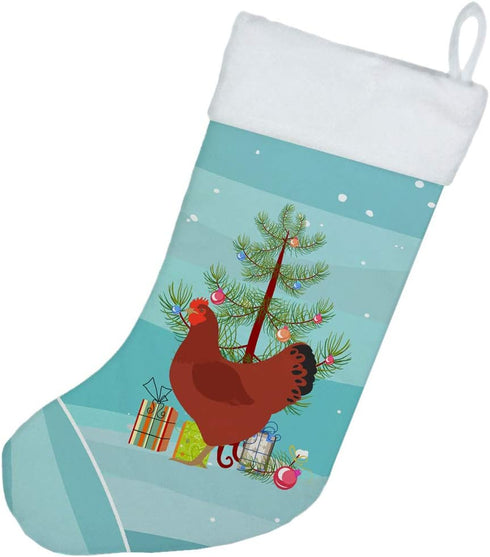 Caroline's Treasures BB9210CS Teal Fireplace Hanging New Hampshire Red Chicken Christmas Stocking, Family Holiday Decor