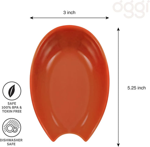 OGGI Spooner Ceramic Spoon Rest for Stove Top, Brick Red Kitchen Decor