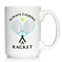 Causing A Racket - Large 15oz White Ceramic Mug - Funny Tennis Themed Decor and Gifts