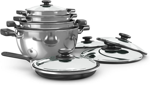 MECCANIXITY Pot Side Handle Replacement for Stainless Steel Pan, Black Silver Tone, Pack of 2