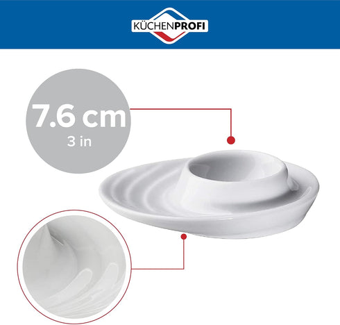 Set of 2 White Porcelain Egg Cups, 3.5-Inch by 4-Inch, Oval Base Holders for Hard or Soft Boiled Eggs