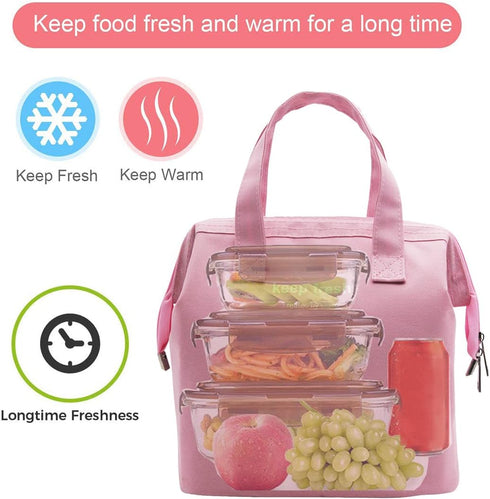 Mziart Insulated Lunch Bag, Simple Bento Cooler Bag for Lunch Box, Tote Bag for Women Men Adult Picnic Working Hiking